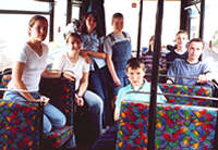 and inside the bus